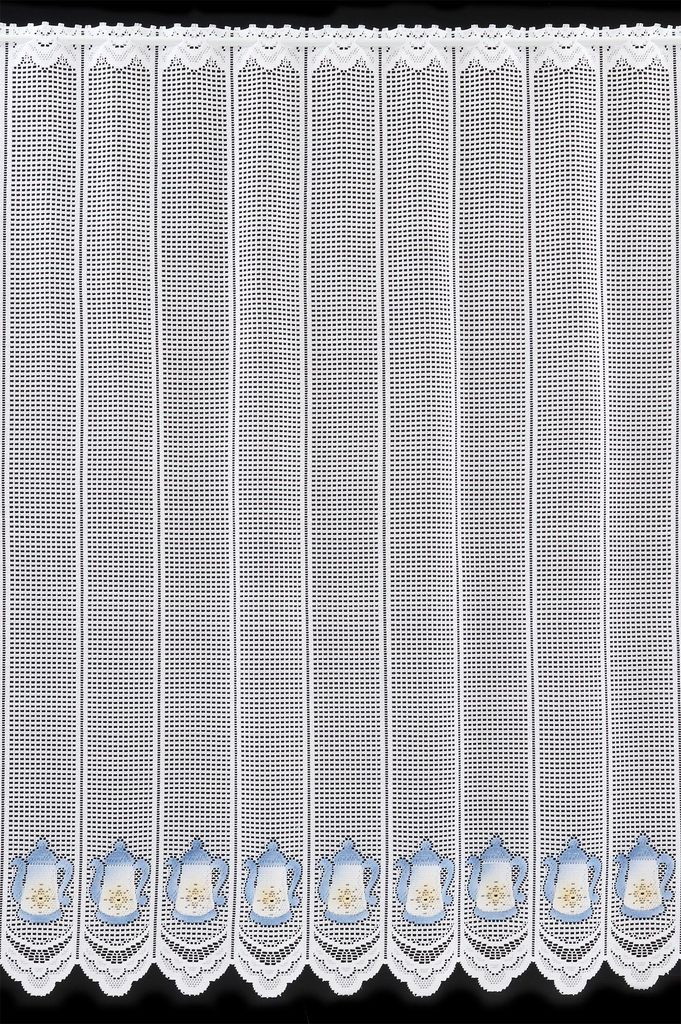 Gardinen Kranzusch Scheibengardine Kaffee Küche 150x77 cm H/B weiß blau gelb Bistrogardine Vorhang Küche 1er Pack
