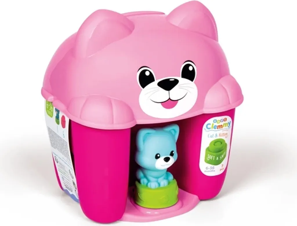 Clementoni 17295 Seau des chatons Clemmy : cubes de construction souples