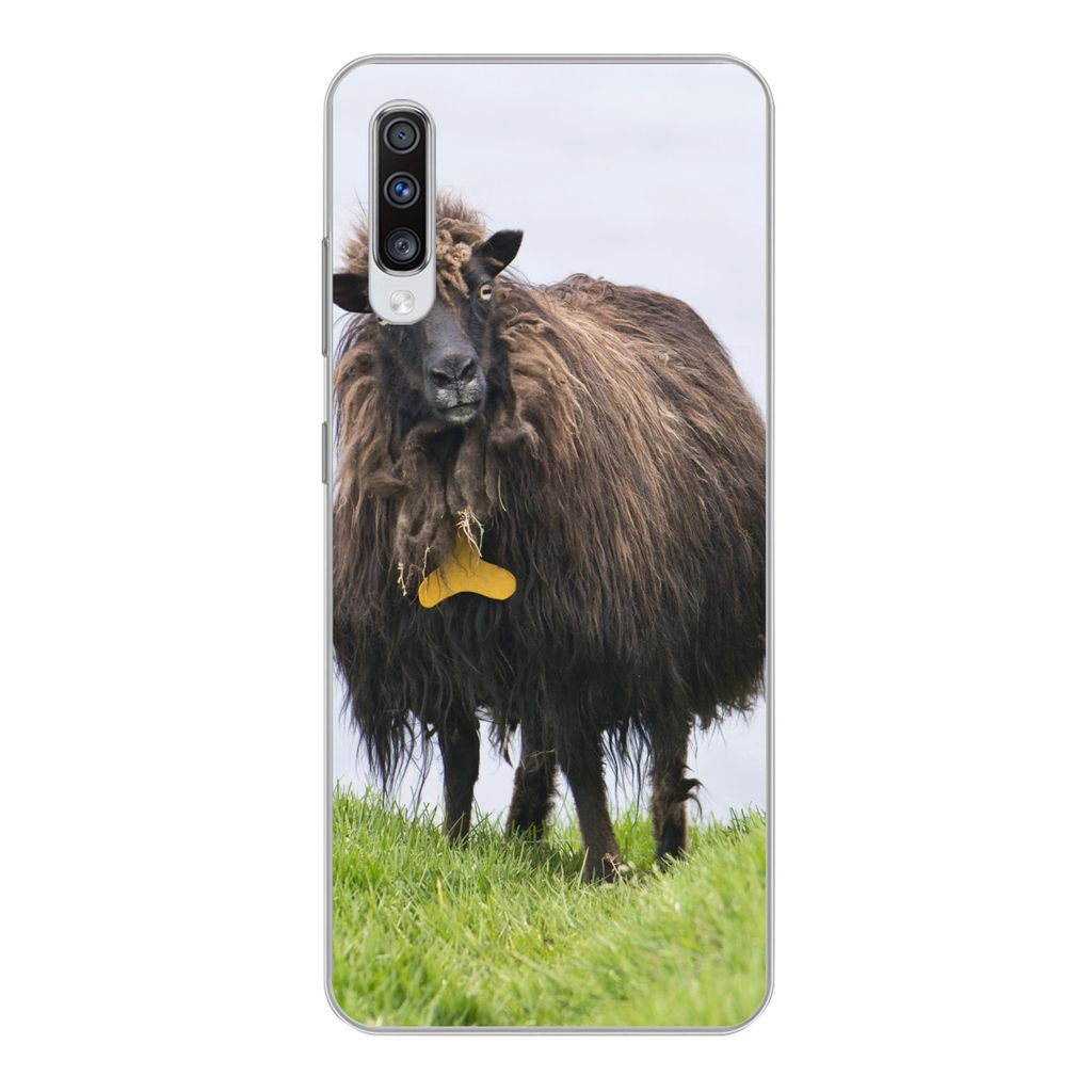 MuchoWow Handyhülle Schutzhülle Hülle für Samsung Galaxy A70 Schafe - Braun - Meer Silikon Softcase Handy Hülle - Schutzhaube