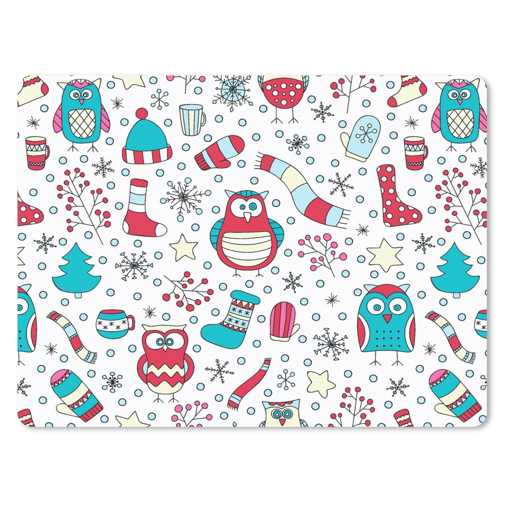 MuchoWow Mauspad Mousepad Schnittmuster - Eule - Weihnachten 40x30 cm - Mousepads - Maus Mat - Pad - Mausunterlage - Anti Rutsch