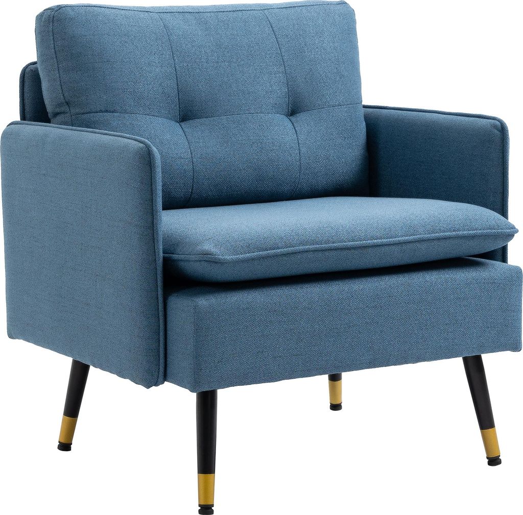 Gold + Blau + Schwarz Akzentsessel mit abnehmbarer Knopfheftung und Polster