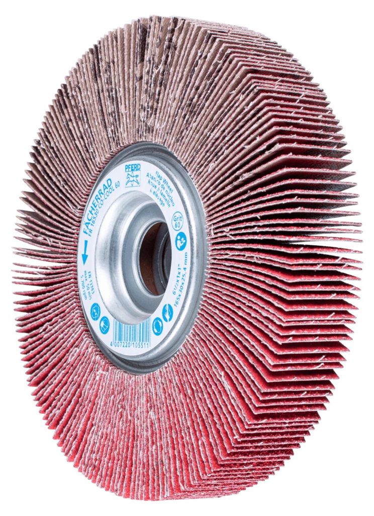 PFERD TOOLS Lamellenschleifrad FR Ø 165x30mm Bohrung Ø 25,4 mm CO-COOL60 für kühlen Schliff auf Edelstahl 2 Stk
