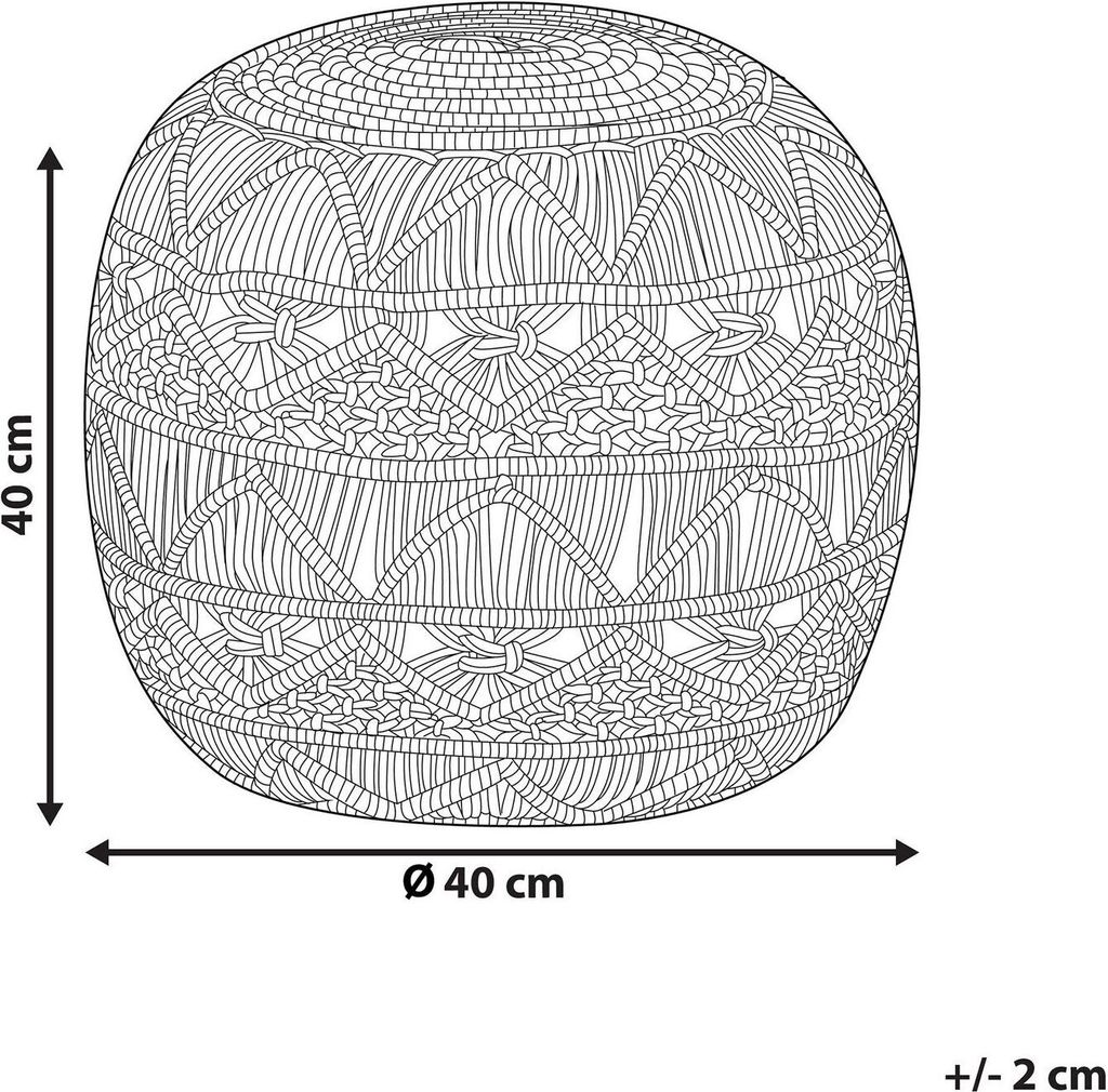 BELIANI Pouf Beige Baumwolle Rund 40 x 40 cm Gestrickt Produktbild 3