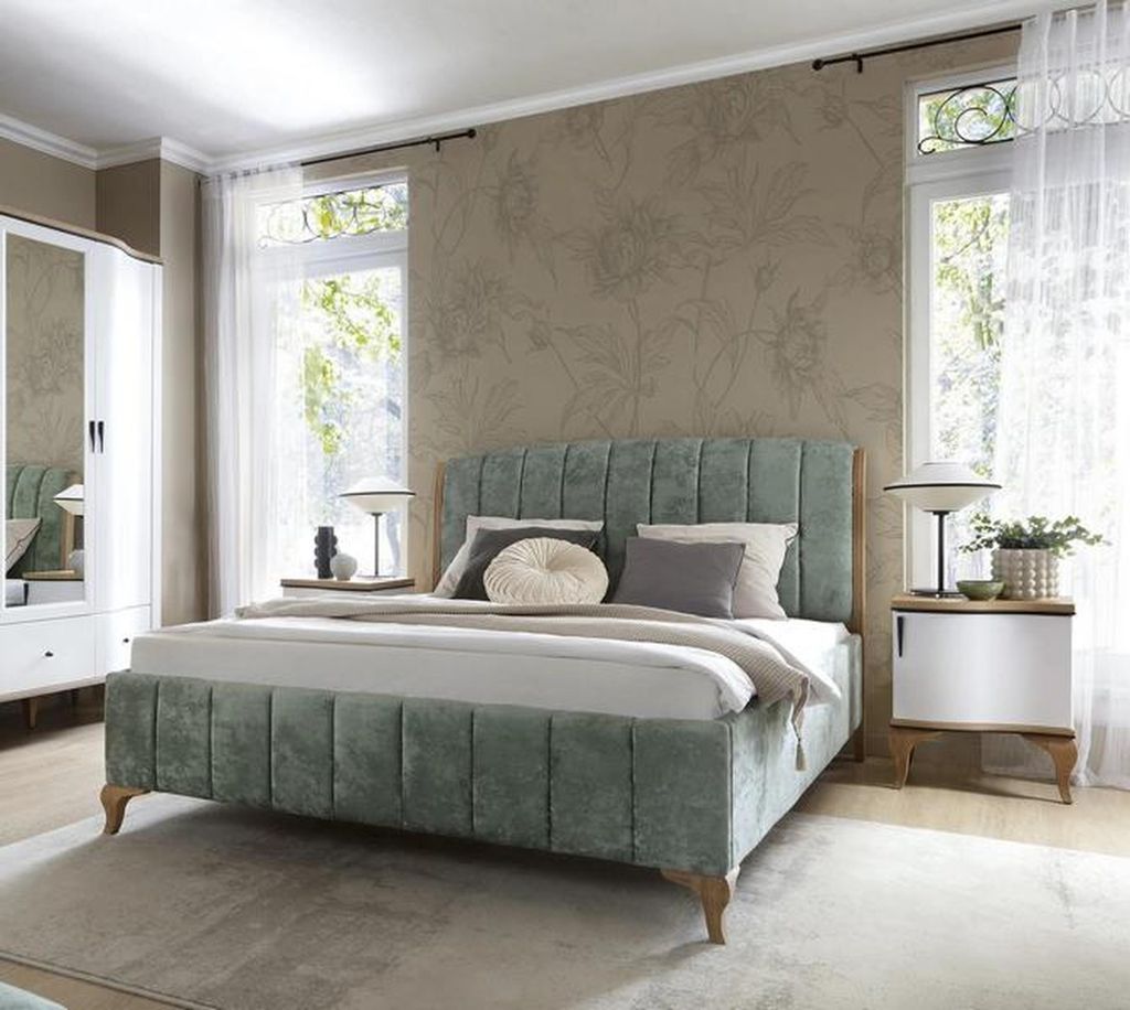 s Schlafzimmer Bett + 2х Nachttische Komplett Möbel Elegantes Set 3tlg