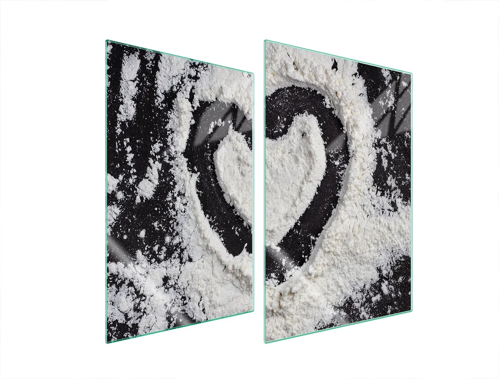 Set 2 Taglieri in Vetro 35x52 Copri Fornelli Universali Cuore Nero