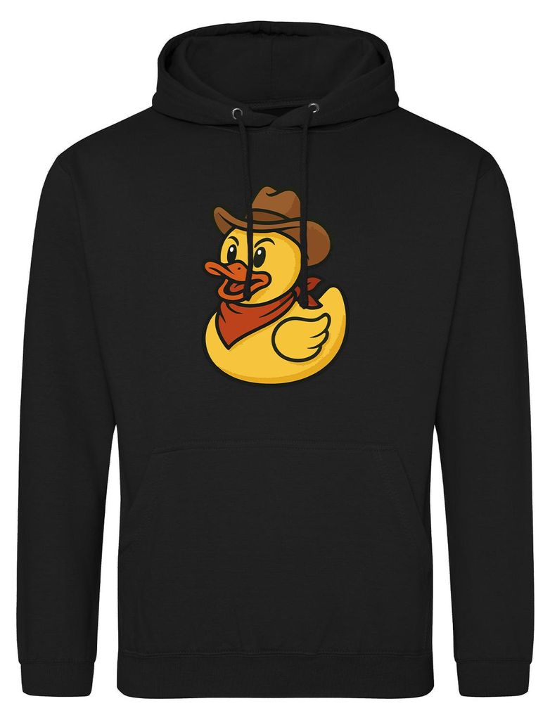 Huuraa Uni Hoodie Quietscheente Cowboy Gummiente Wilder Westen S Deep Black Vegan Sweatshirt Geschenkidee