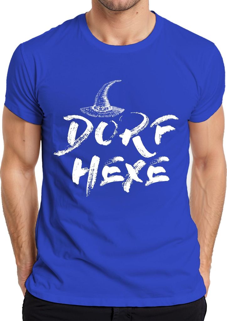 Dorf Hexe Hexenhut Halloween Bauernhof Landleben Geschenk Vintage Herren T-Shirt, Blau, XXL