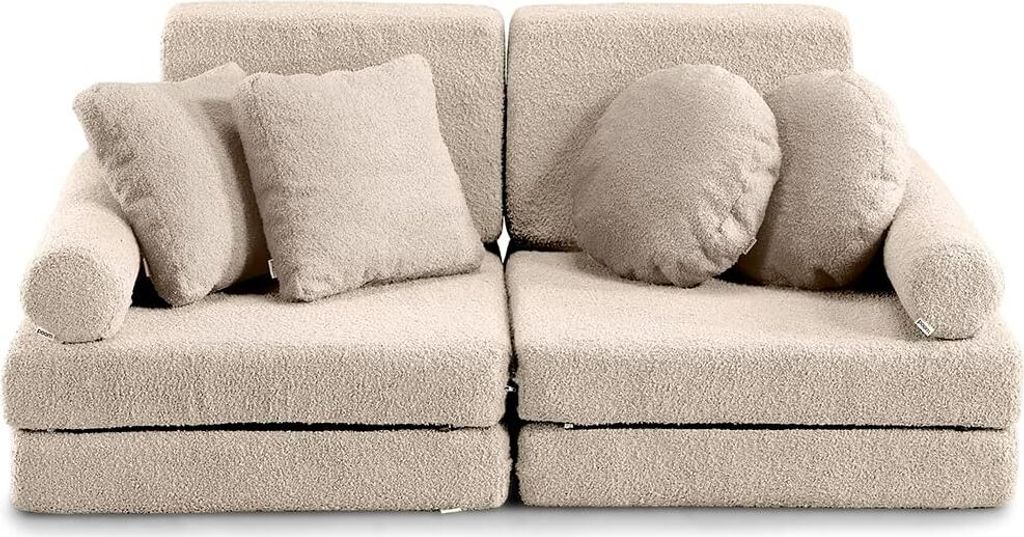 Kindersofa Ausklappbar - Multifunktionales Sofa für Kinder (Beige)