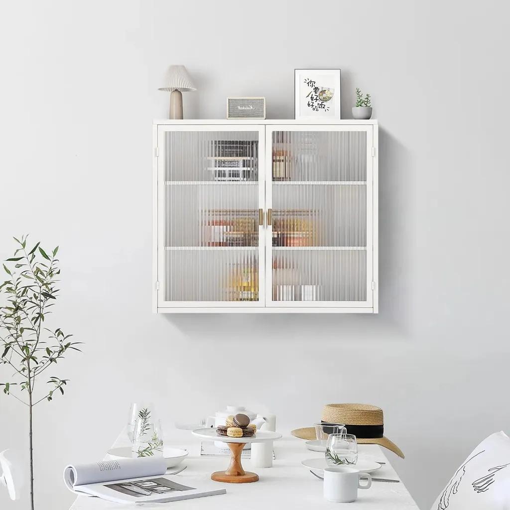 Meuble Haut de Rangement à 2 Portes Vitrées 70cm pour une Déco Moderne - 2