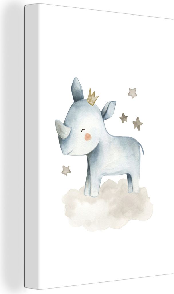 OneMillionCanvasses - Leinwandbilder - 90x140 cm, Rhinozeros - Kinder - Tiere, Wandbilder Kunstdruck Wanddekoration - Foto auf Leinwand - Gemäld...