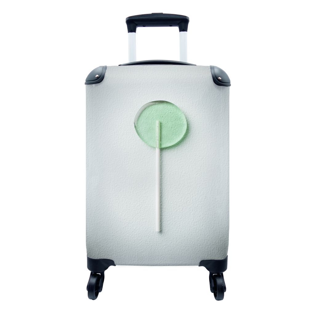 MuchoWow Koffer Handgepäck Trolley Rollkoffer Kleine Reisekoffer mit 4 Rollen - Grüner Lollipop - Cabin Size < 55x40x23 cm & 55x40x20 cm - Foto...