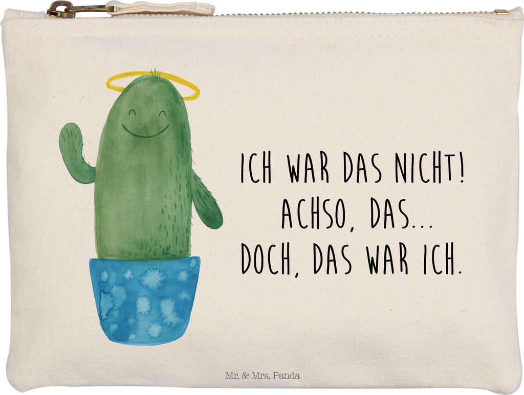 Mr. & Mrs. Panda Waschtasche Kaktus Heilig Grösse XL Große - Weiß - Geschenk, Heiligenschein, Pouch, Bruder, Kosmetiktasche, Baumwolltasche, Elt...