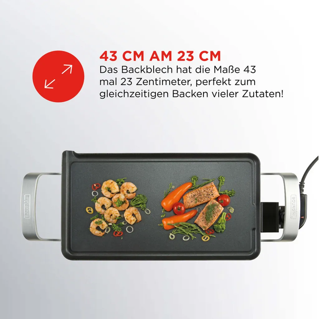 Plancha et gril électrique de table 1800W avec couvercle transparent M