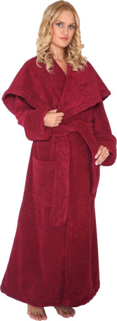 Arus Luxus Bademantel Monk für Damen und Herren, Farbe:Bordeaux, Größe:S
