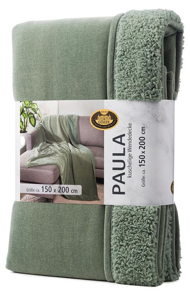 GÖZZE Decke PAULA salbei BH 150x200 cm grün Wohndecke Produktbild 