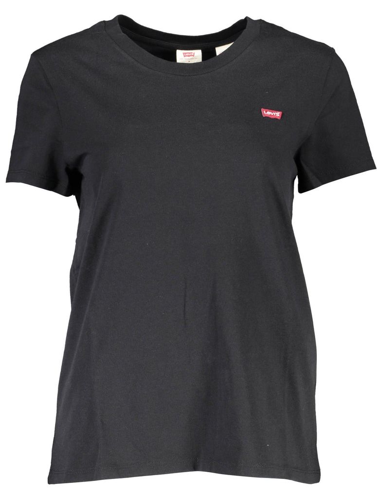 Schwarzes Damen T-Shirt Kurzarm mit Rundhals und Produktbild 