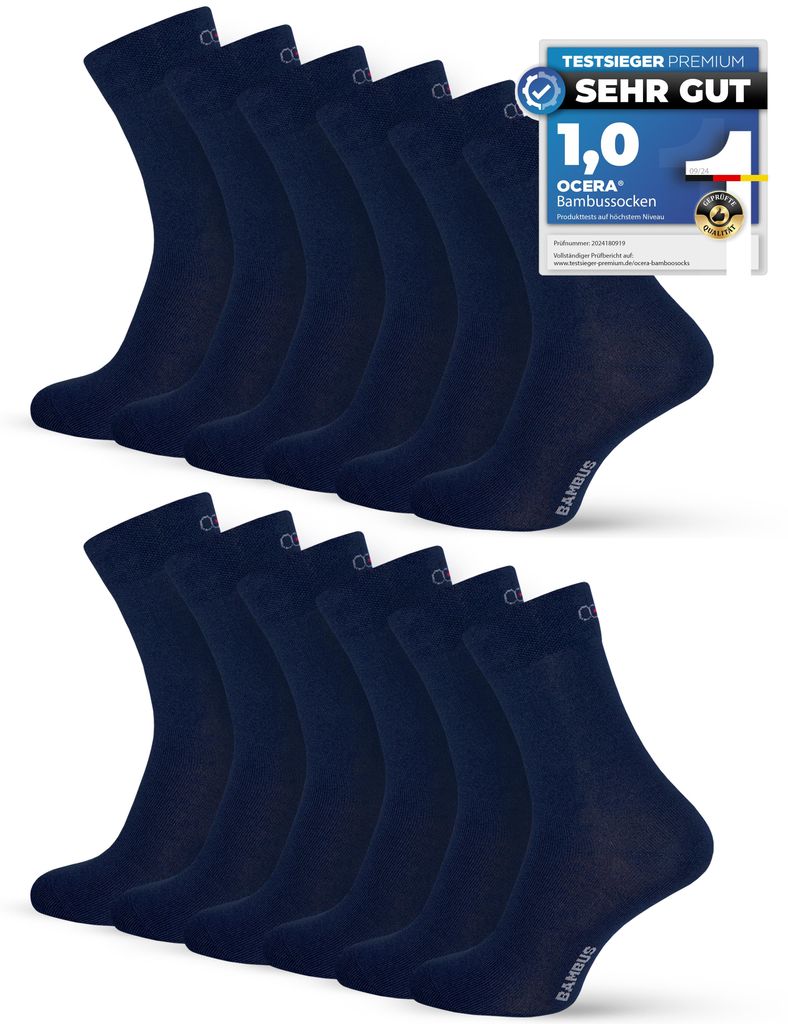 OCERA 12x Bambus Socken Uni verschiedenen Farben  - Blau Produktbild 