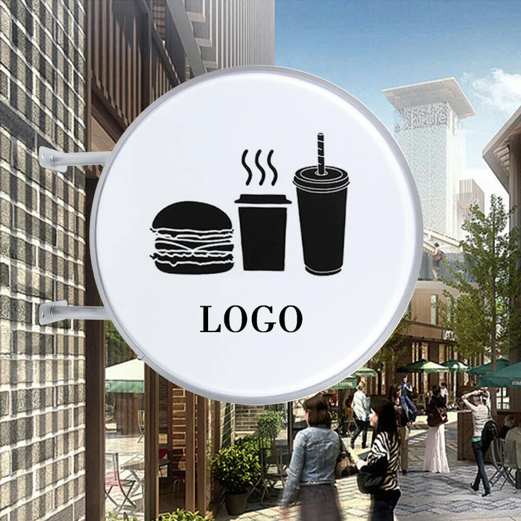 Panneau publicitaire LED rond 60cm blanc avec éclairage basse énergie