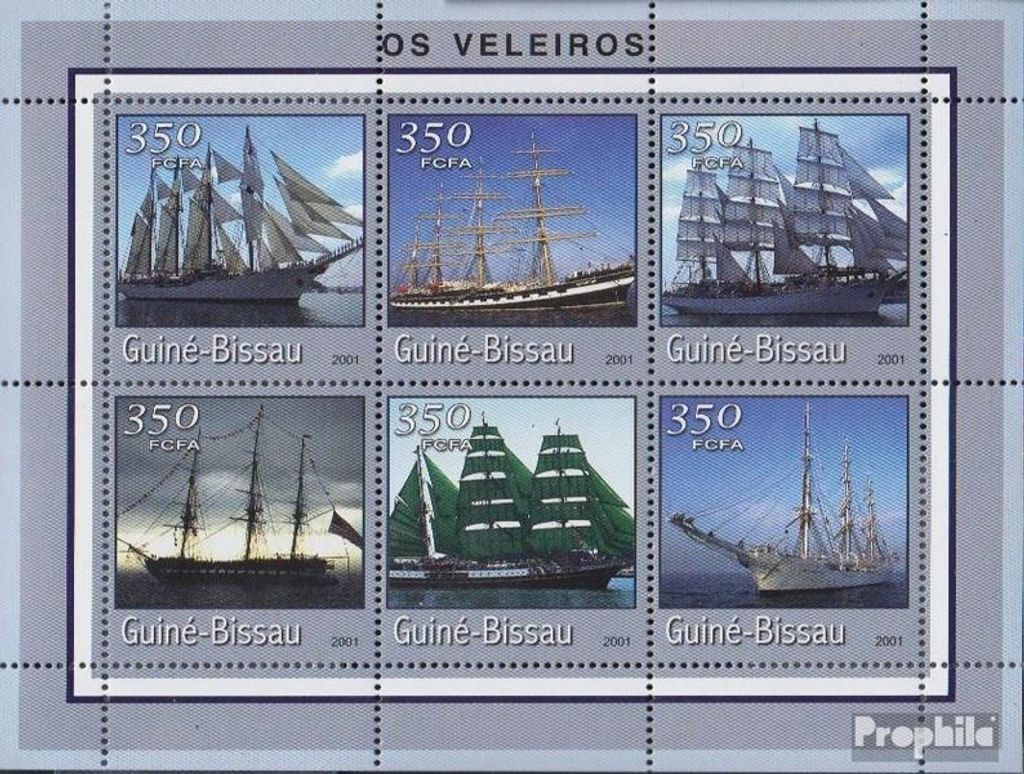 Briefmarken Guinea-Bissau 2001 Mi 1707-1712 Kleinbogen postfrisch Transport- und Verkehrsmittel