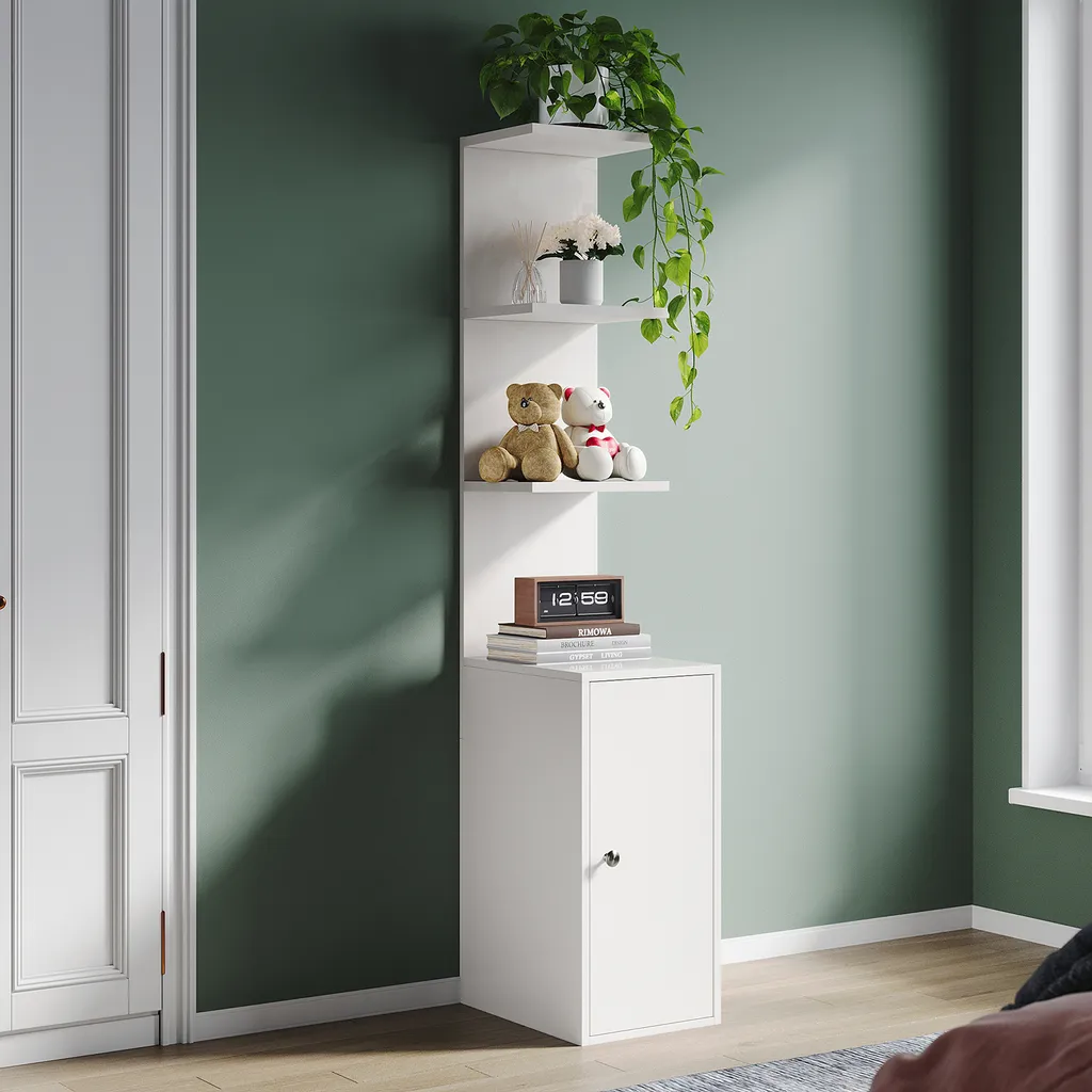 Credenza SONNI Bianca 160cm: Mobile Vetrina Soggiorno con Ante e Ripiani