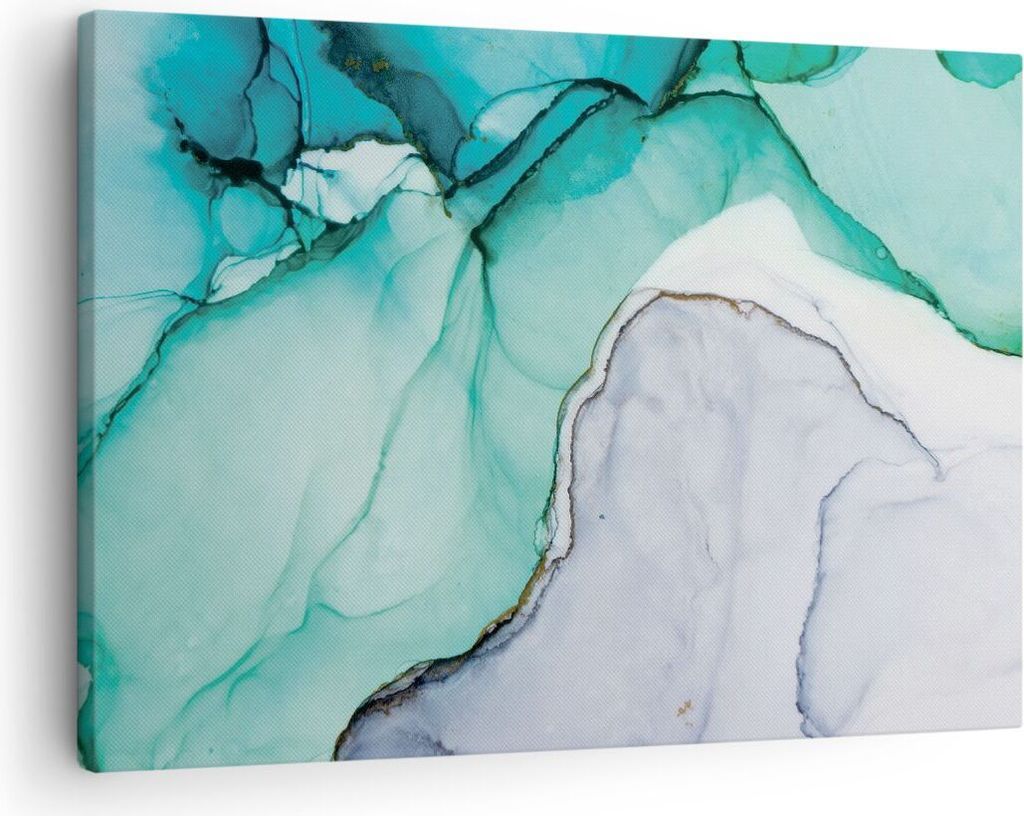Bild auf Leinwand - Leinwandbild - Einteilig - Abstraktion Marmor Türkis - 70x50cm - Wand Bild - Wanddeko - Wandbilder - Leinwanddruck - Bilder - ...