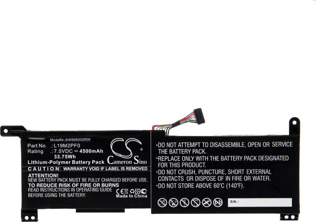 vhbw Akku kompatibel mit Lenovo IdeaPad Slim 1 11AST-05, 14AST-05 Notebook (4500 mAh, 7,5 V, Li-Polymer)