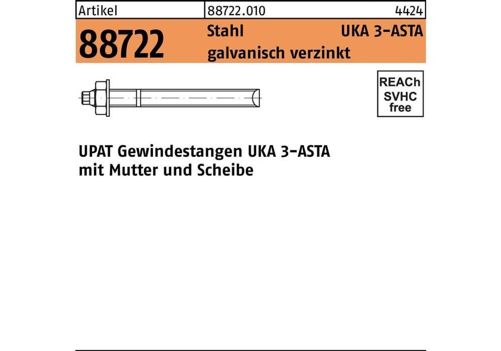 Ankerstange R 88722 ASTA M 20x220 Stahl galvanisch verzinkt