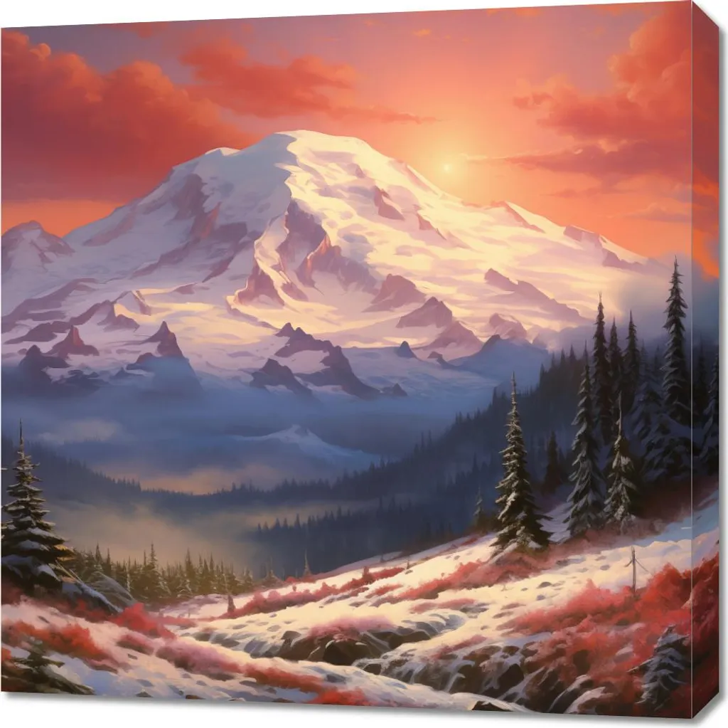 Offerta Quadro 70x70 Montagna Aurora | Decorazione Parete Canvas