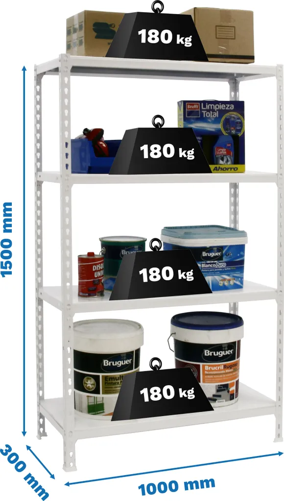 Étagère de rangement garage et atelier SIMONCLICK PLUS Blanc 4/300
