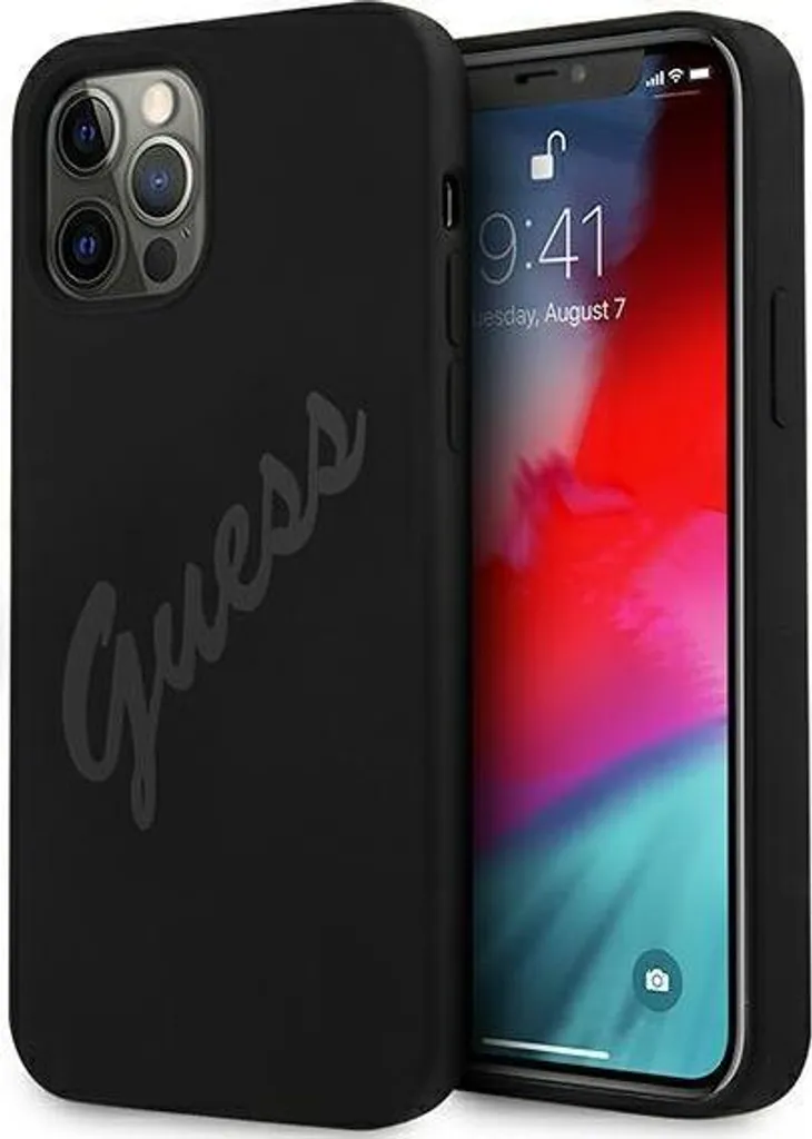 Guess Guhcp12Llsvsbk Custodia rigida per Iphone 12 Pro Max 6.7 Nero/Nero Script Vintage