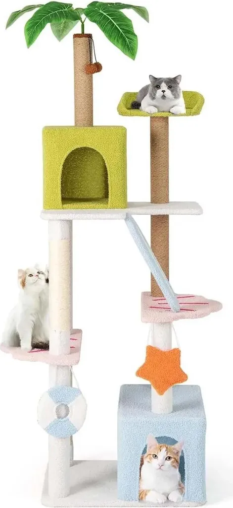 Arbre à chat stable 180 cm vert pour protéger vos meubles des griffes