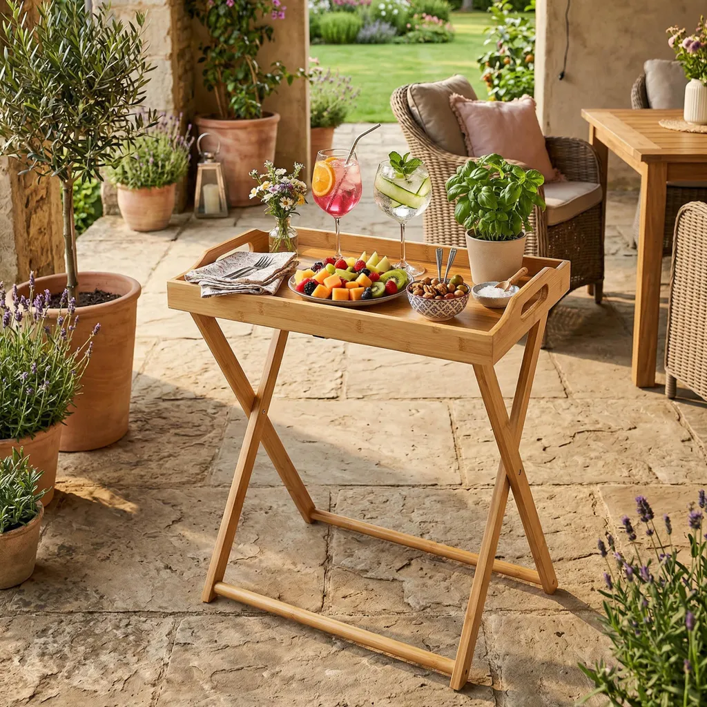 Table d'appoint pliante pour ordinateur ou petit-déjeuner en terrasse