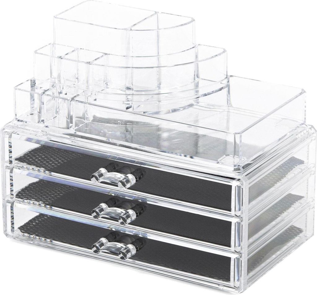 Compactor Large cosmetic organizer - 3 Schubladen, oberes Ablagefach, klarer Kunststoff