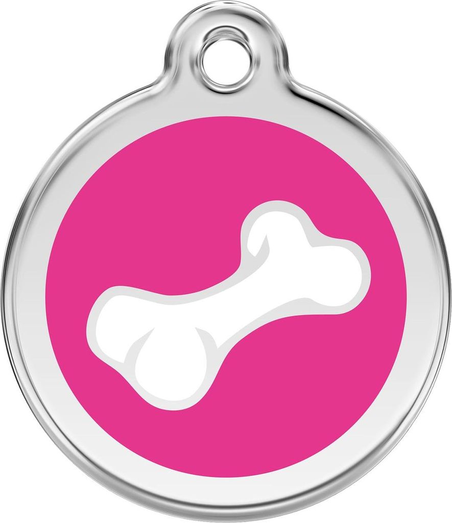 RedDingo Hundemarke mit individueller Gravur Cartoon Knochen hot pink, Größe: L