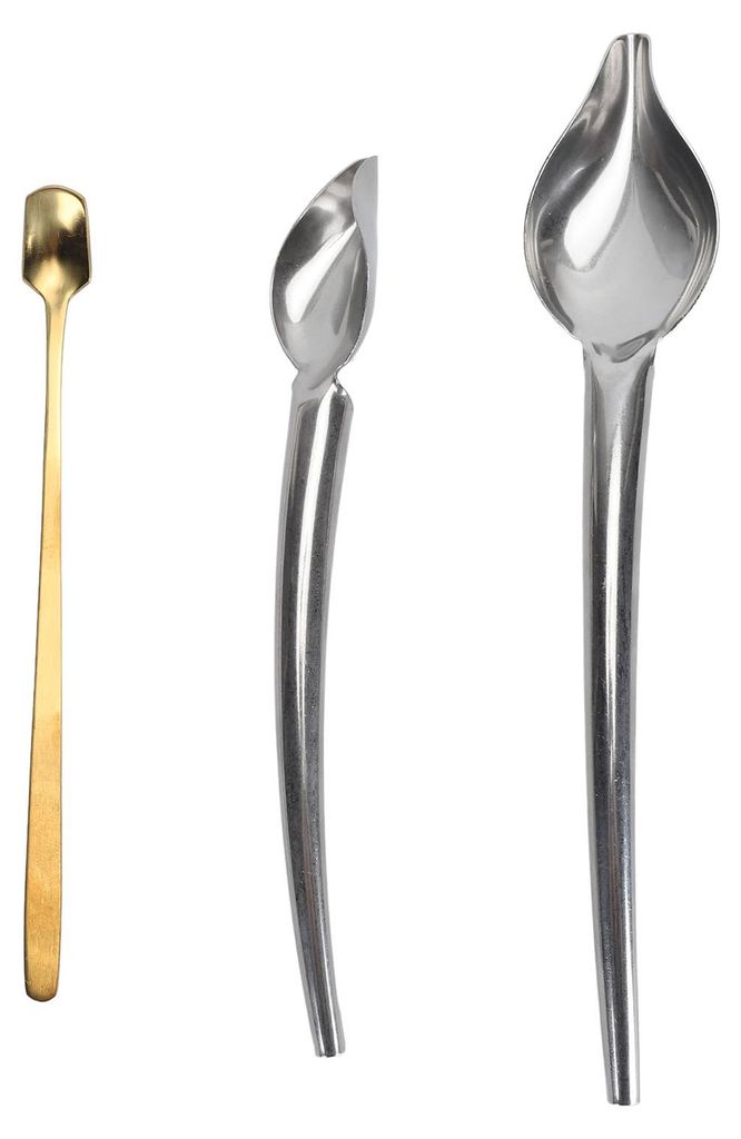 3-teiliges Kochlöffel-Set mit dekorativen Motiven aus Edelstahl, vielseitig einsetzbar für Teller, Kuchen und Kaffee.