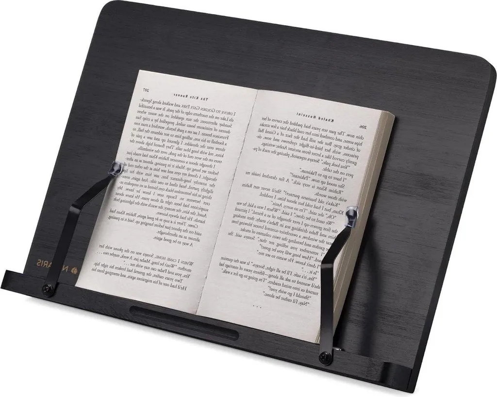 Support de livre réglable en bambou 34x24cm avec porte-tablette bois