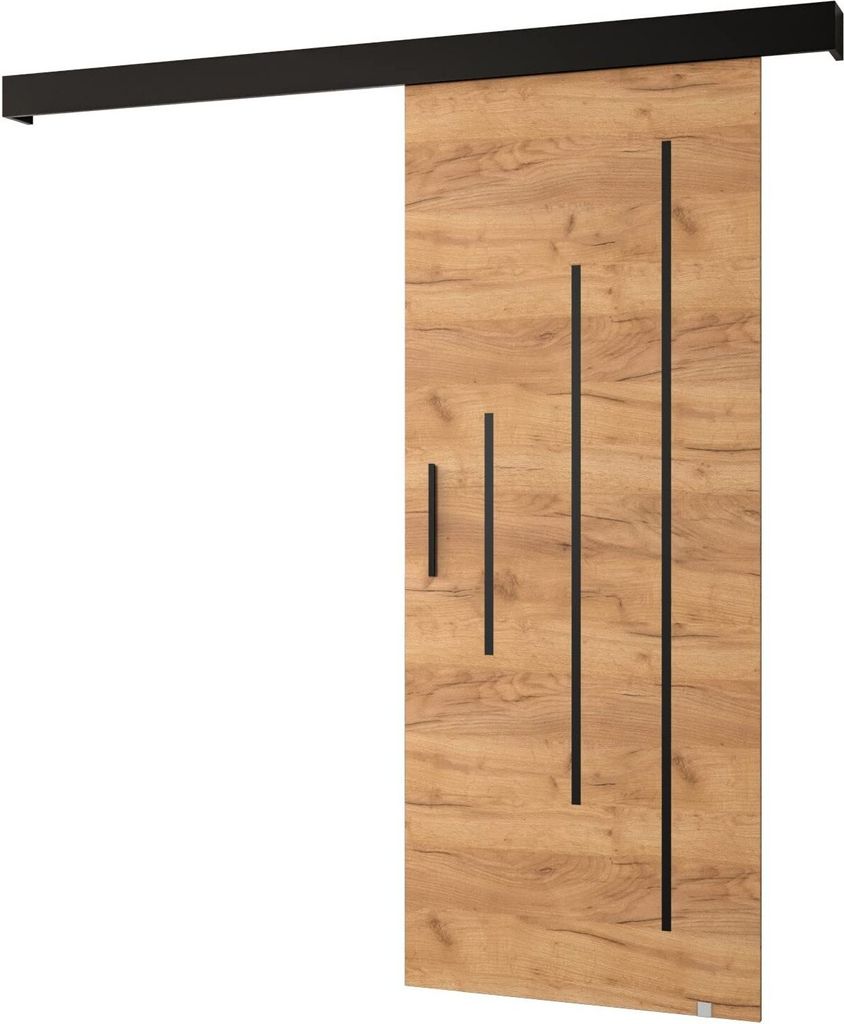 MEBLE KRYSPOL Salwador Y Schiebetür, 70x204 cm, Handwerk Gold, Schwarz , Schwarz