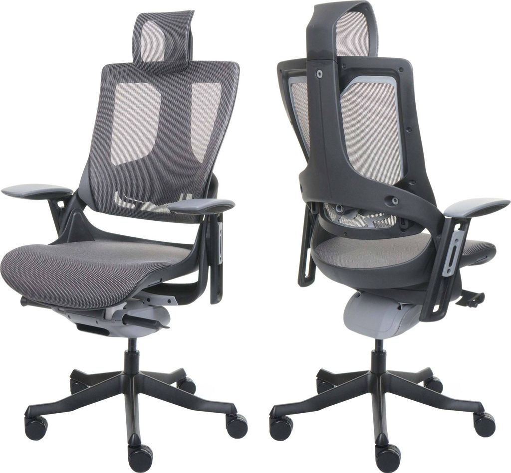 Bürostuhl Adelaide Wau 2, Schreibtischstuhl Drehstuhl, Polster/Netz, ergonomisch schwarz-grau, Gestell schwarz