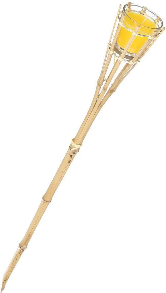 Torche en bambou avec bougie citronnelle anti-moustiques - Hauteur 60cm