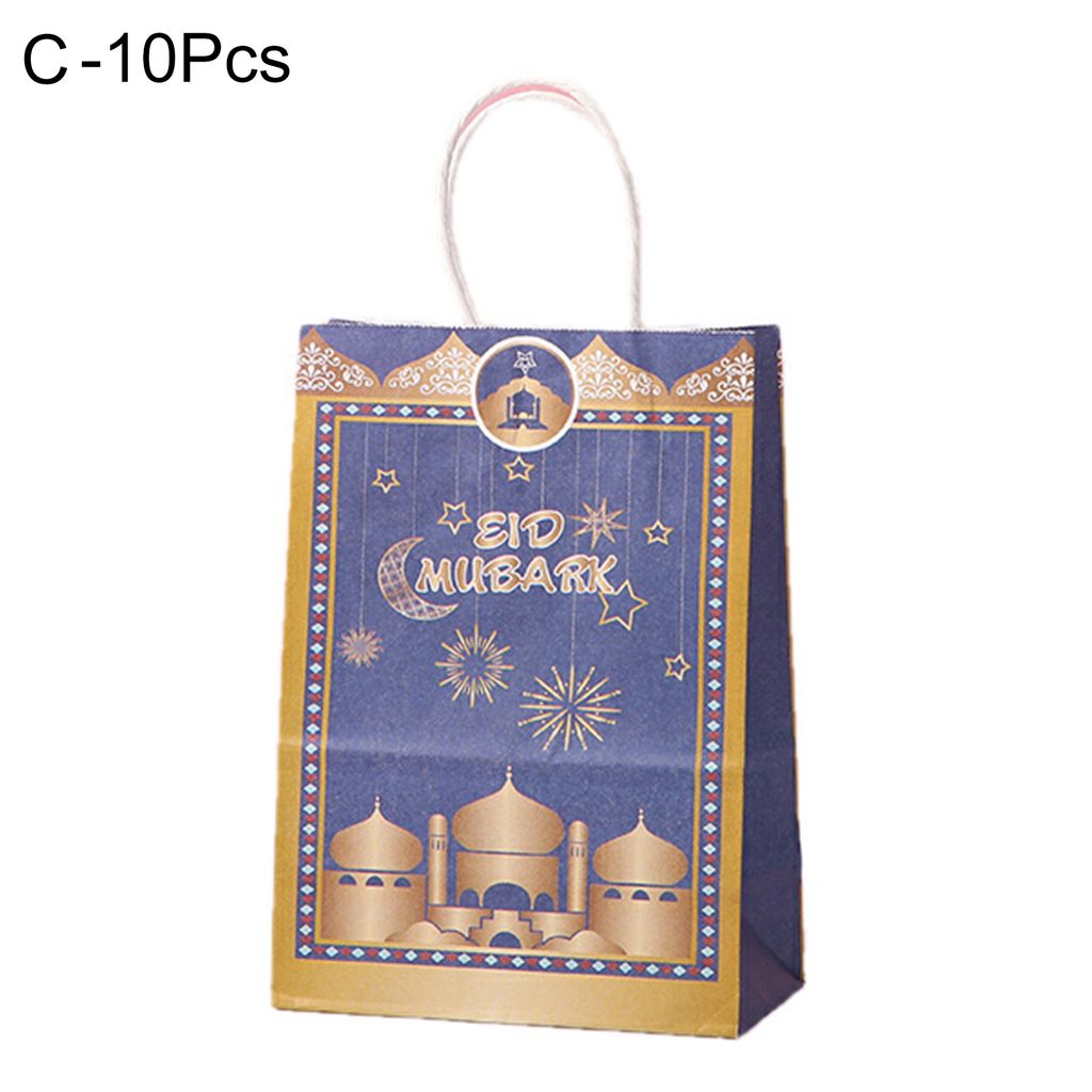 10pcs Geschenktüten exquisit großer Kapazität tragbares robustes Griff Kraftpapierbeutel Partyzubehör-C