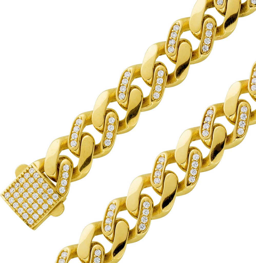 Panzerarmband Gelbgold 333 8K weiße Zirkonia Diamantlook 20