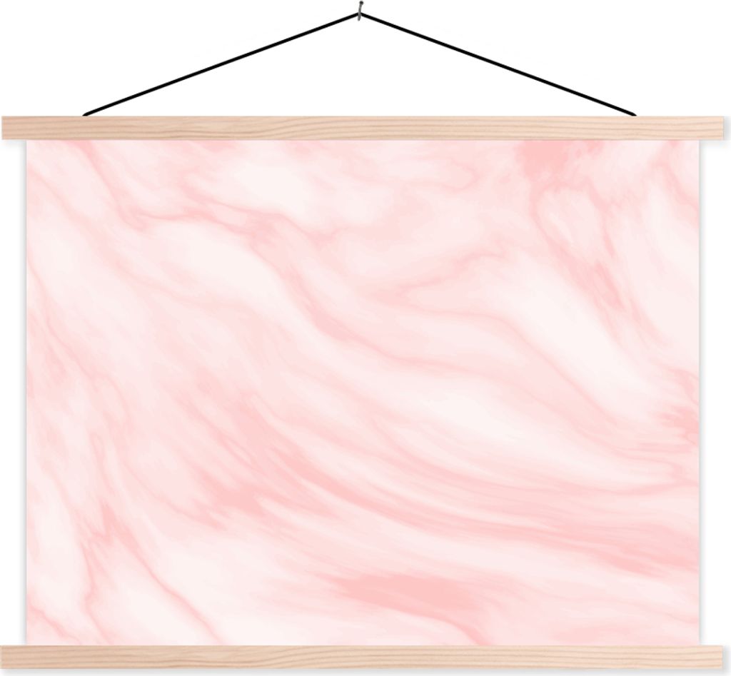 MuchoWow Textilposter Marmor - Rosa - Weiß - Luxus - Marmoroptik 60x45 cm mit holzfarbenen Rahmen - Bild