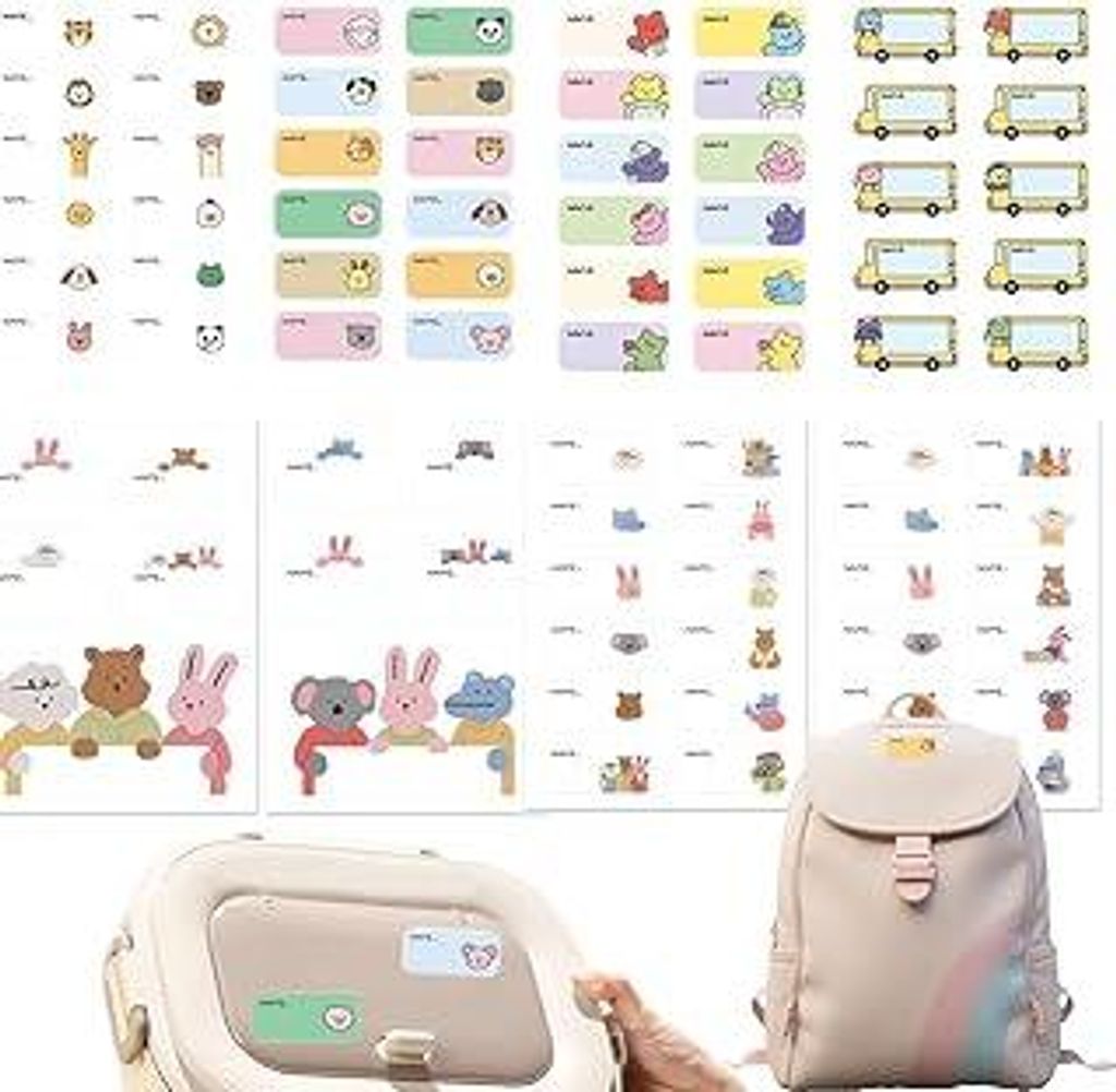 8 Stück Namensaufkleber Kinder. Kein Bügeln. Für Kleidung, Schule, Gegenstände, Kita. Namensschilder Personalisiert.