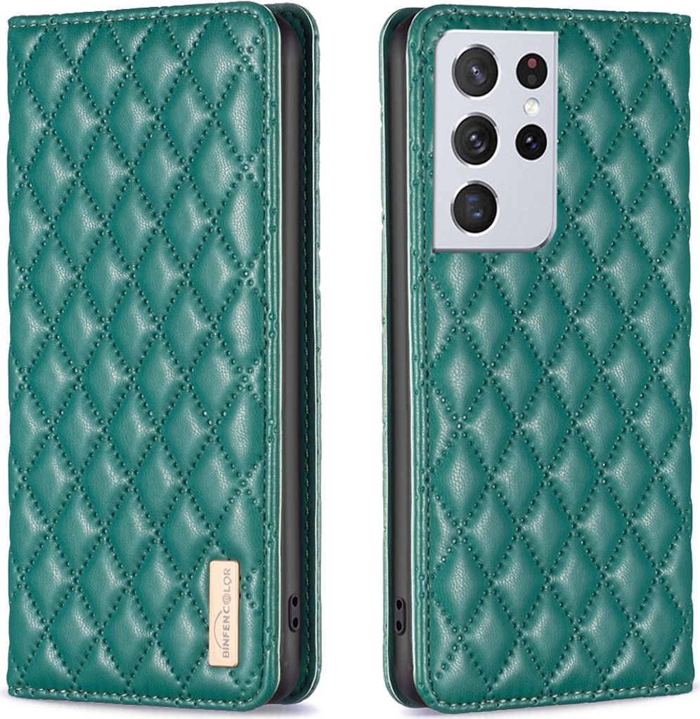 Galaxy S21 Ultra 5G Hülle, Elegant Bookstyle Flip Leder Kartenfächer Schutzhülle mit Ständer für Samsung Galaxy S21 Ultra 5G Grün