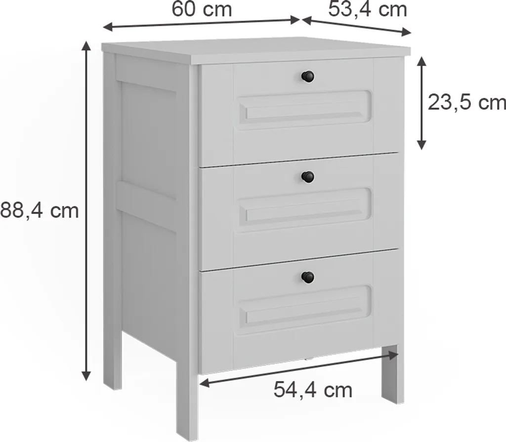 Commode Blanche 60x88.4cm Vitalispa Ajaton - Finition Mate et Durable - 3