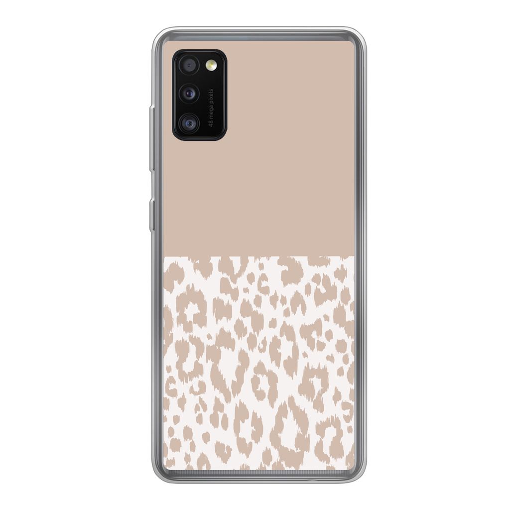 MuchoWow Handyhülle Schutzhülle Hülle für Samsung Galaxy A41 Panther Druck - Rosa - Tiere Silikon Softcase Handy Hülle - Mobiltelefon