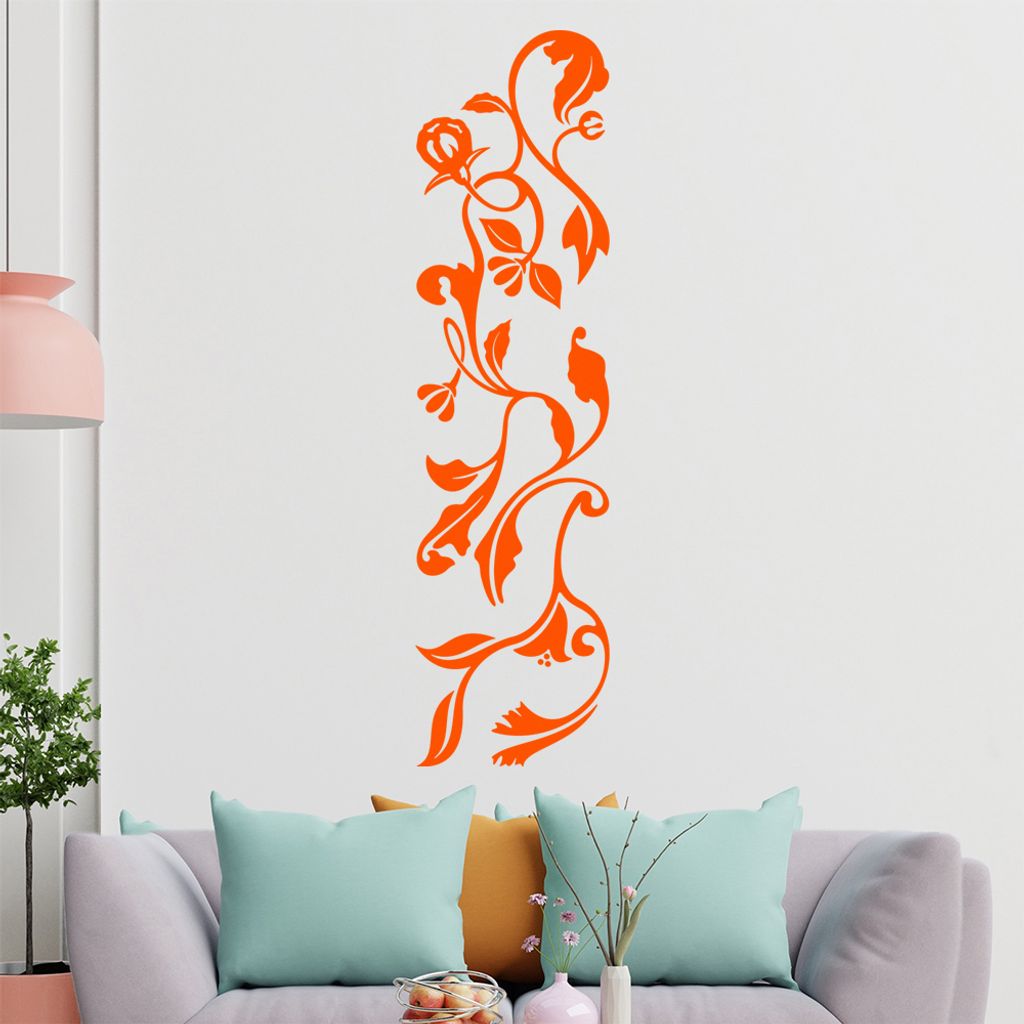 filigranes Blätternornament Wandtattoo in 6 Größen - Wandaufkleber Wall Sticker - Dekoration, Küche, Wohnzimmer, Schlafzimmer, Badezimmer