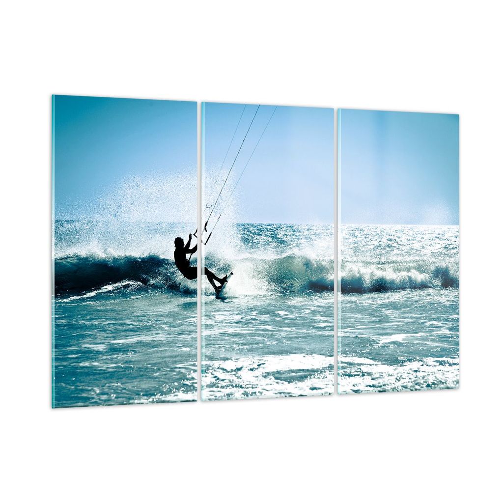 Bilder auf glas - Drachen-Surfen Wasser Ozean - 165x110cm - Glasbilder - Wandbilder - Kunstdruck - zum Aufhängen bereit - Wanddekoration aus Glas ...