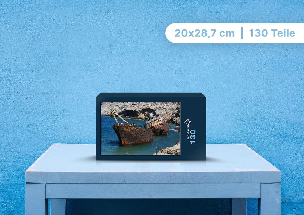 hansepuzzle 99310 - Wrack Puzzle, 130 Teile, Natur, 28,7 x 20,0cm mit hochwertiger Aufbewahrung, Kartonbox und wiederverschließbarem Beutel