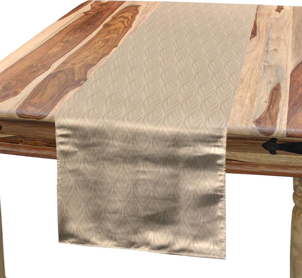 ABAKUHAUS neutrale Farbe Tischläufer, Nostalgiker-Muster mit Weinlese-Tropfen und Tulpe Blütenblatt geformt Ornament Abstrakt, 40 x 225 cm, Beige